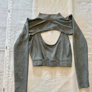 Poof Couture Charcoal Cutout Crop Top